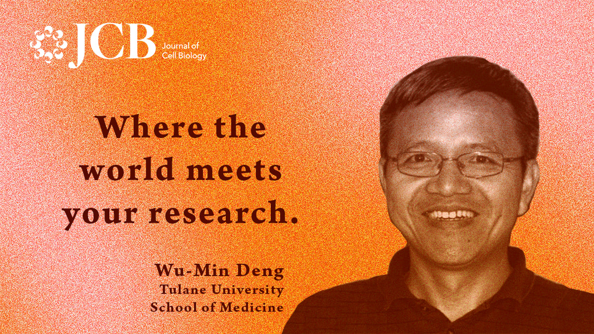 Photo of Wu-Min Deng and JCB tagline that says Where the world meets your research.